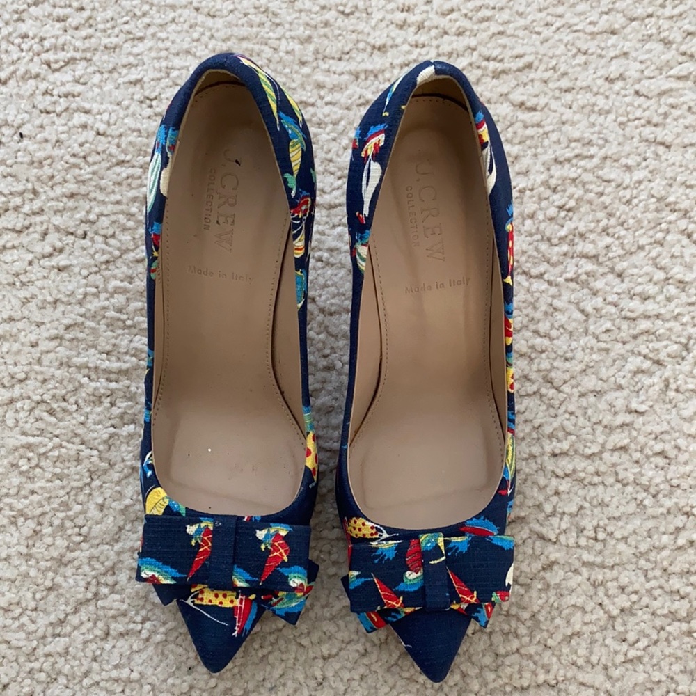 J Crew Collection boat print pointy toed pumps